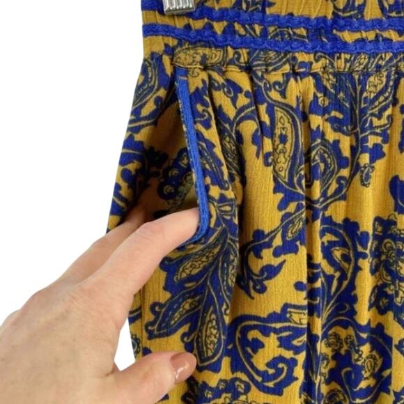 Anthropologie Exotic Palazzo Pants Sz S BLUE GOLD Paisely Hei Hei Tana Bohemian - Picture 2 of 13